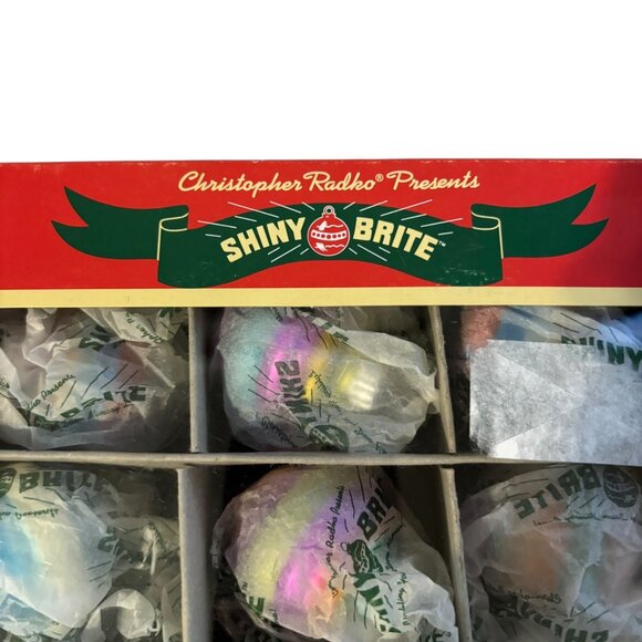 Christopher Radko Shiny Brite Retro Ribbed Glass Ornaments Box Set 36 Multicolor - Picture 9 of 13